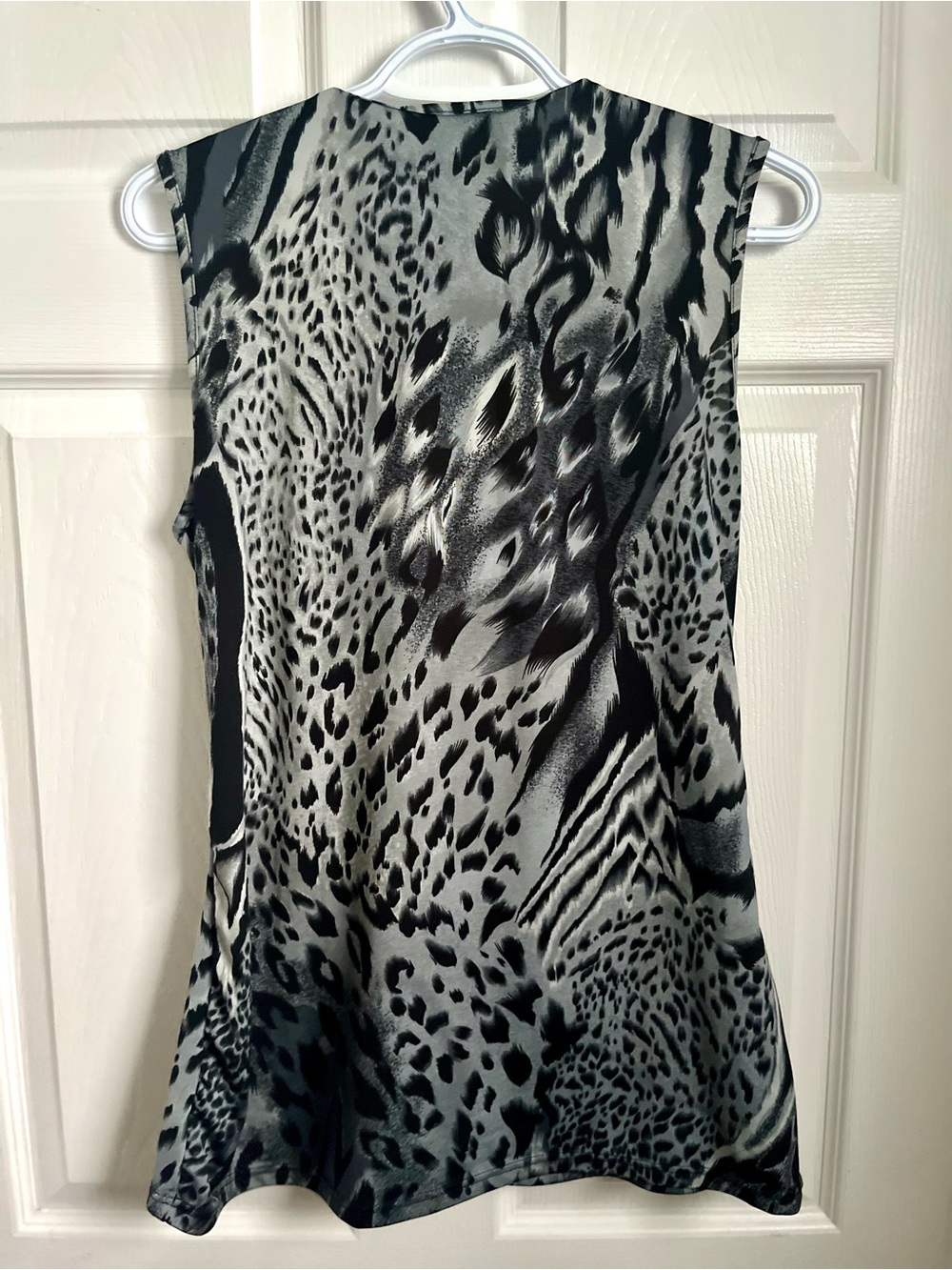 Vintage Y2K Top Creation GSL Animal Print Cowl Neck Large XL Zebra Leopard Black - Picture 4 of 6